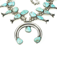 Large Vintage Navajo Squash Blossom Necklace with Naja