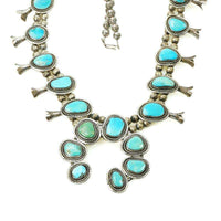 A Vintage Navajo Squash Blossom Necklace with Turquoise