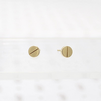 Elegantly Industrial Screw Head Studs in Recycled Gold