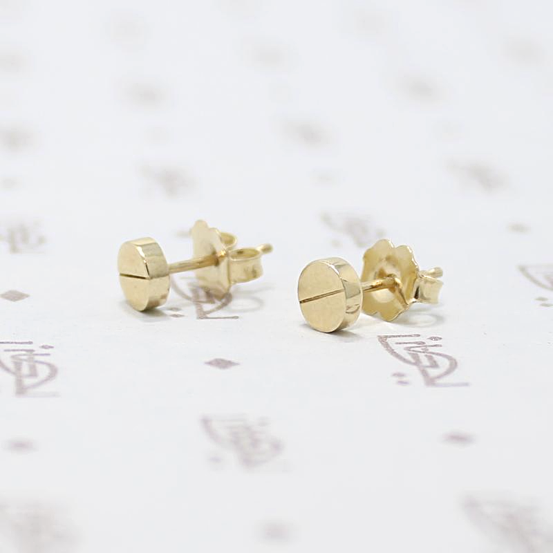 Elegantly Industrial Screw Head Studs in Recycled Gold