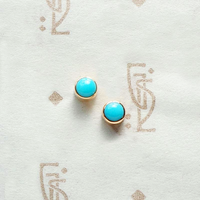 Tiny Persian Turquoise Studs in Recycled Rose Gold
