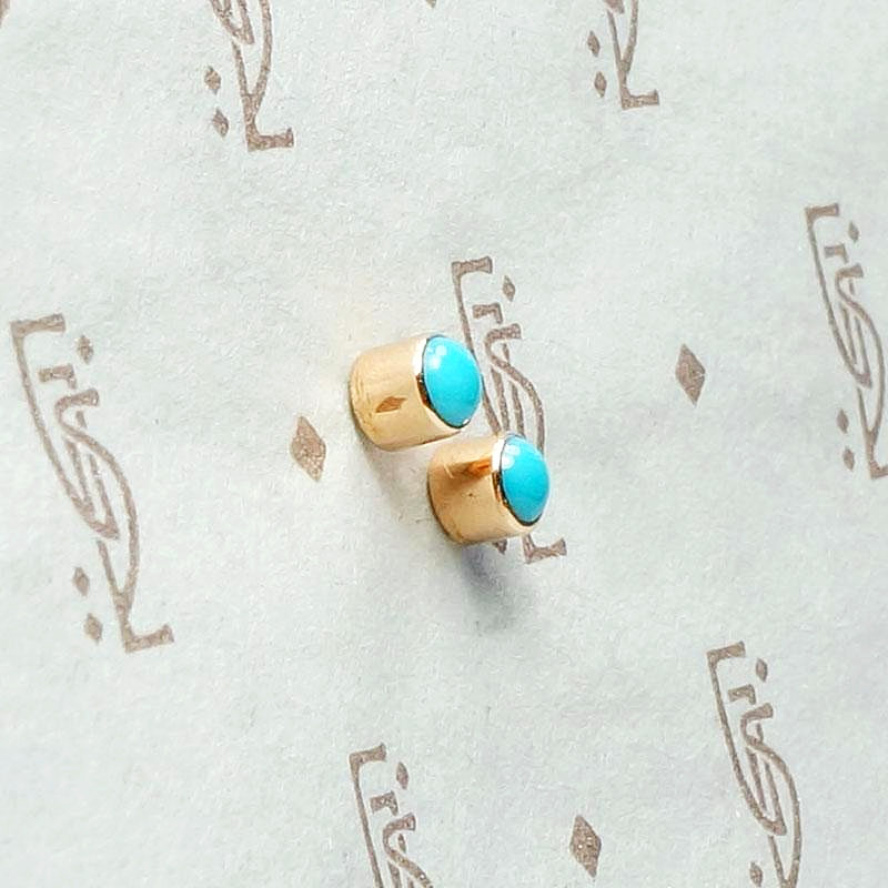 Tiny Persian Turquoise Studs in Recycled Rose Gold