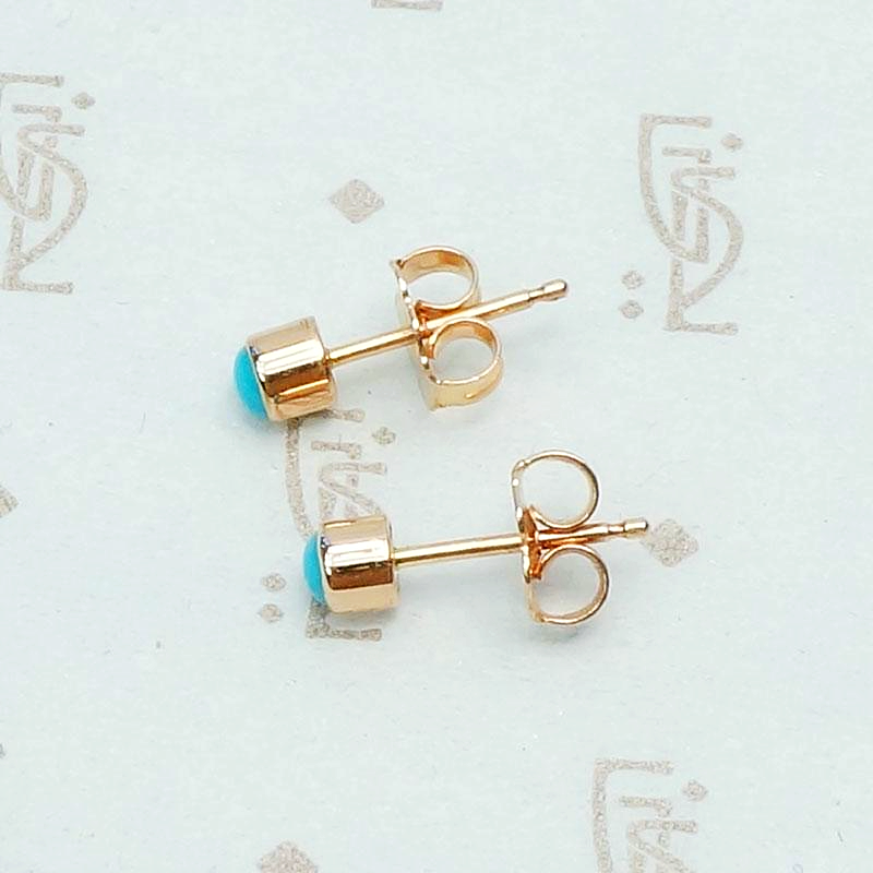 Tiny Persian Turquoise Studs in Recycled Rose Gold
