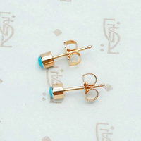 Tiny Persian Turquoise Studs in Recycled Rose Gold