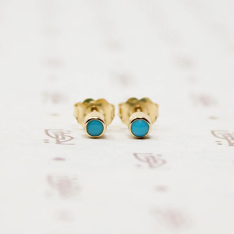 Bitty Little Turquoise Stud Earrings in Gold