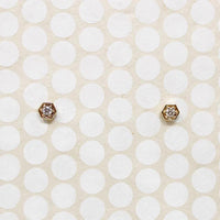 Tiny Diamond Hexagon Studs in Recycled Gold