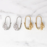 Filigree Hexagon Diamond Set Lever Back Earrings