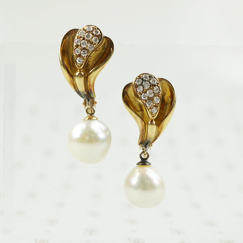 south sea pearl and diamond earrings