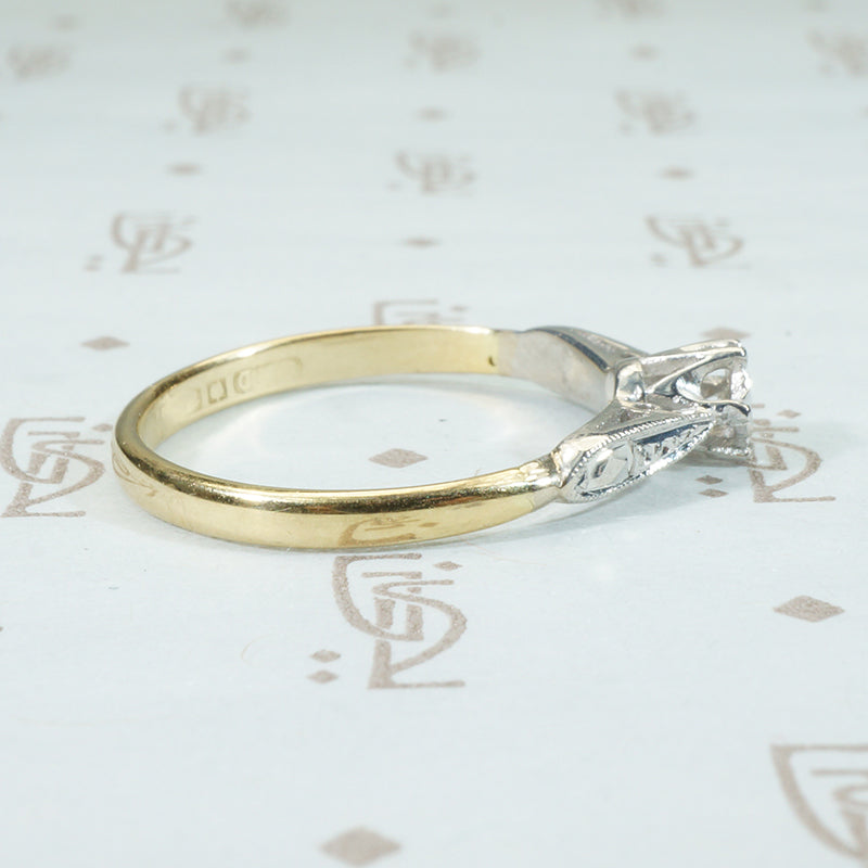 Platinum and 18k Yellow Gold Vintage Engagement Ring