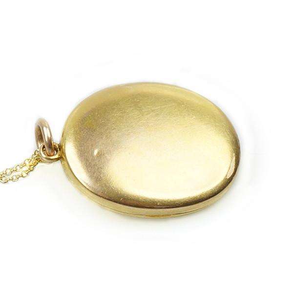 Yellow Gold Memorial Locket with an Enameled Pearl set Star