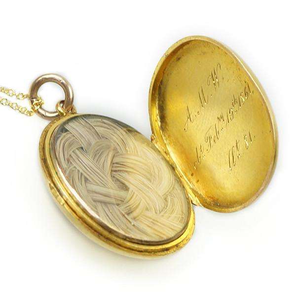 Yellow Gold Memorial Locket with an Enameled Pearl set Star