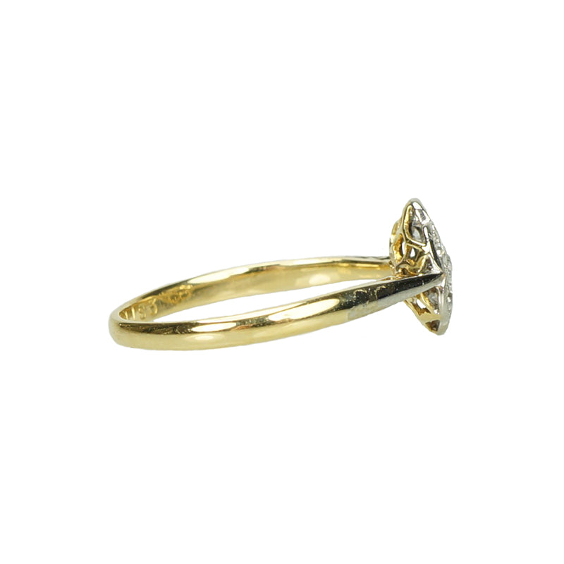 Platinum and 18k Yellow Gold Diamond Star Ring - Gem Set Love