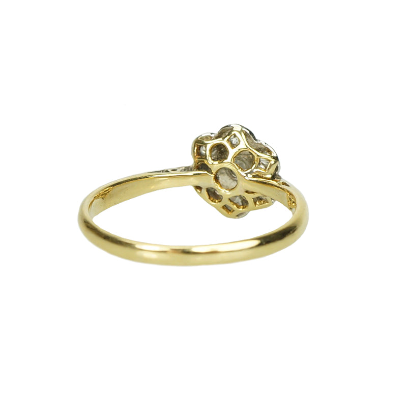 Platinum and 18k Yellow Gold Diamond Star Ring - Gem Set Love