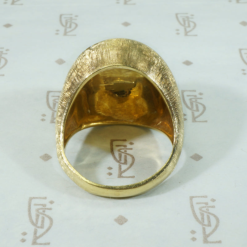 Star Set Diamond Brushed Gold Dome Ring