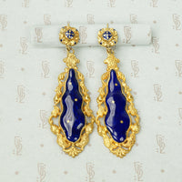 Starry Night Pinchbeck Enamel Earrings