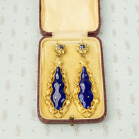 Starry Night Pinchbeck Enamel Earrings