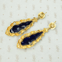 Starry Night Pinchbeck Enamel Earrings