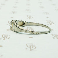 Vintage Step Side White Gold Diamond Engagement Ring