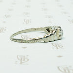 Vintage Step Side White Gold Diamond Engagement Ring