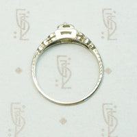 Vintage Step Side White Gold Diamond Engagement Ring