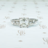 emerald step cut gia diamond engagement ring in platinum circa 1940