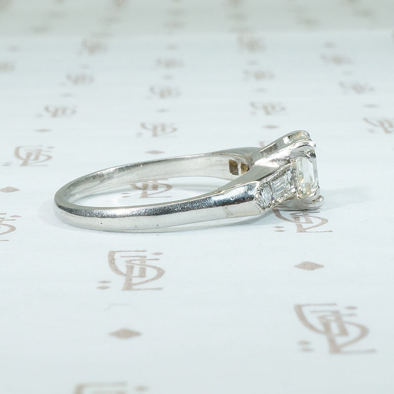 1940's Step Cut Diamond Engagement Ring
