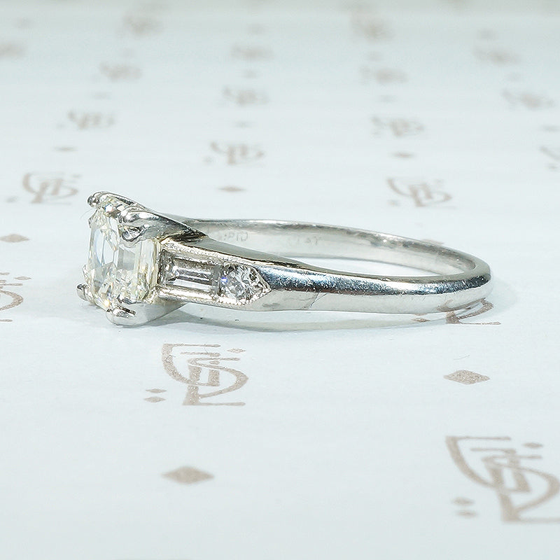 1940's Step Cut Diamond Engagement Ring