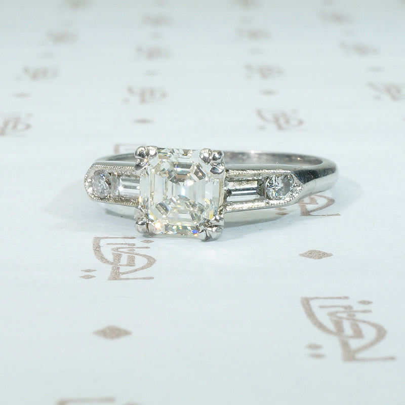 1940's Step Cut Diamond Engagement Ring