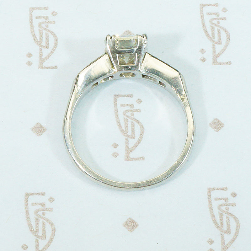 1940's Step Cut Diamond Engagement Ring