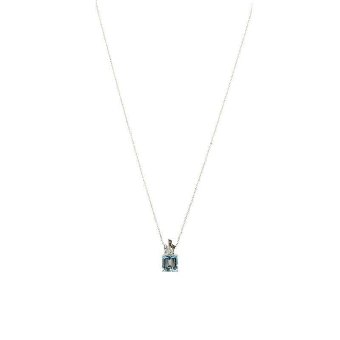 Platinum Retro Aquamarine and Diamond Necklace