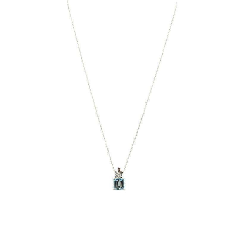 Platinum Retro Aquamarine and Diamond Necklace