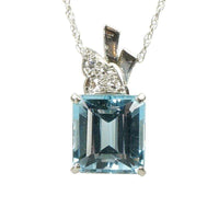Platinum Retro Aquamarine and Diamond Necklace