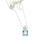 Platinum Retro Aquamarine and Diamond Necklace