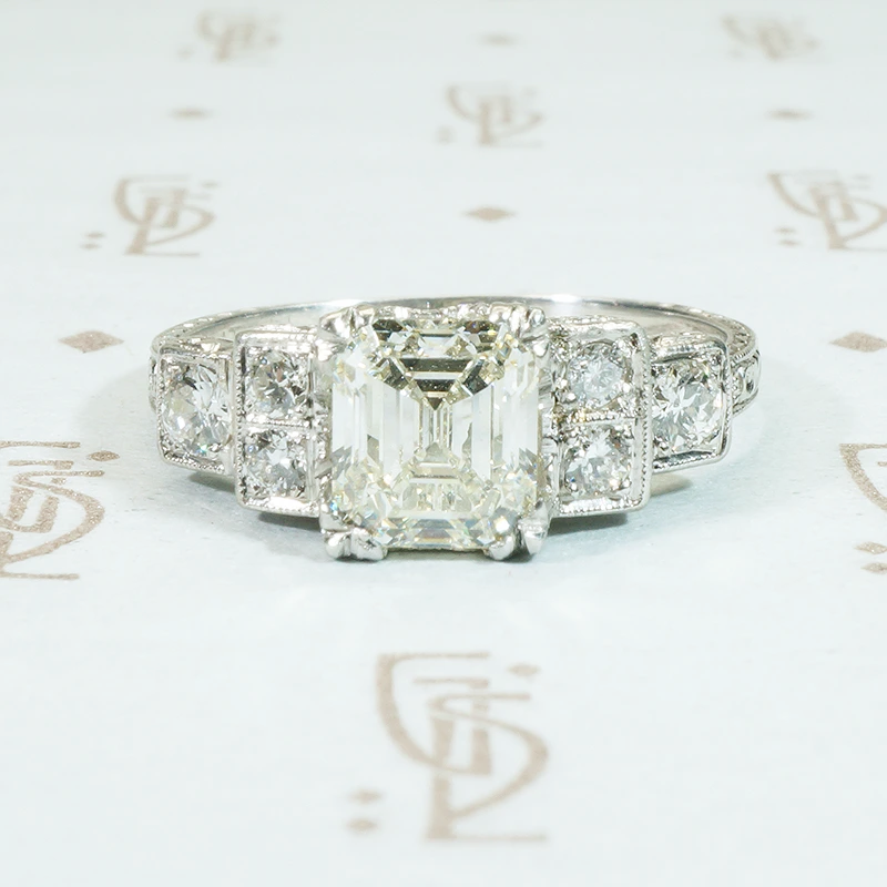 Stunning Step Cut Diamond Platinum Ring