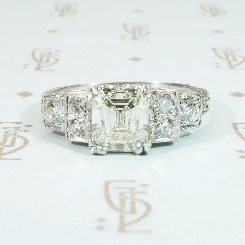 Stunning Step Cut Diamond Platinum Ring