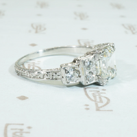 Stunning Step Cut Diamond Platinum Ring