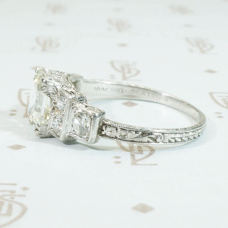 Stunning Step Cut Diamond Platinum Ring