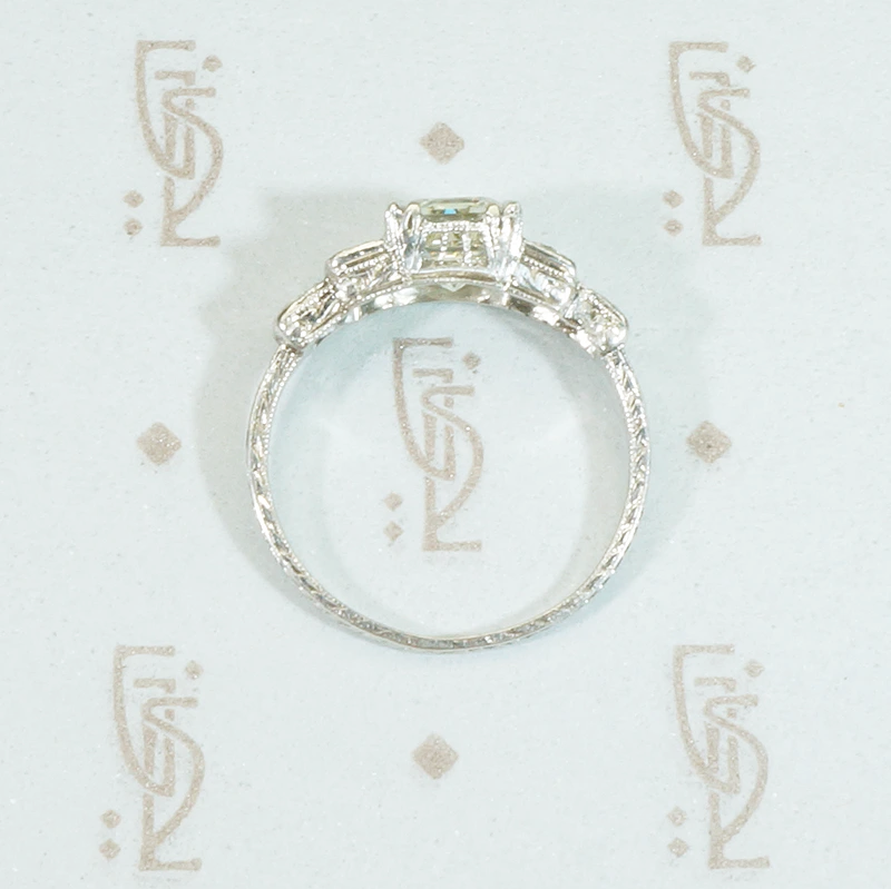 Stunning Step Cut Diamond Platinum Ring