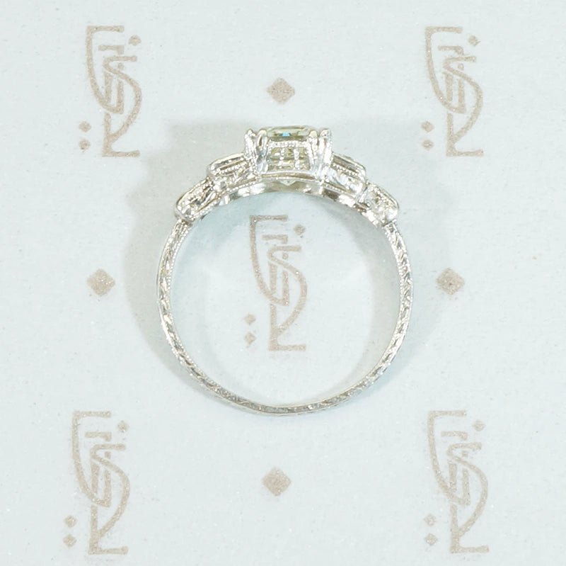 Stunning Step Cut Diamond Platinum Ring
