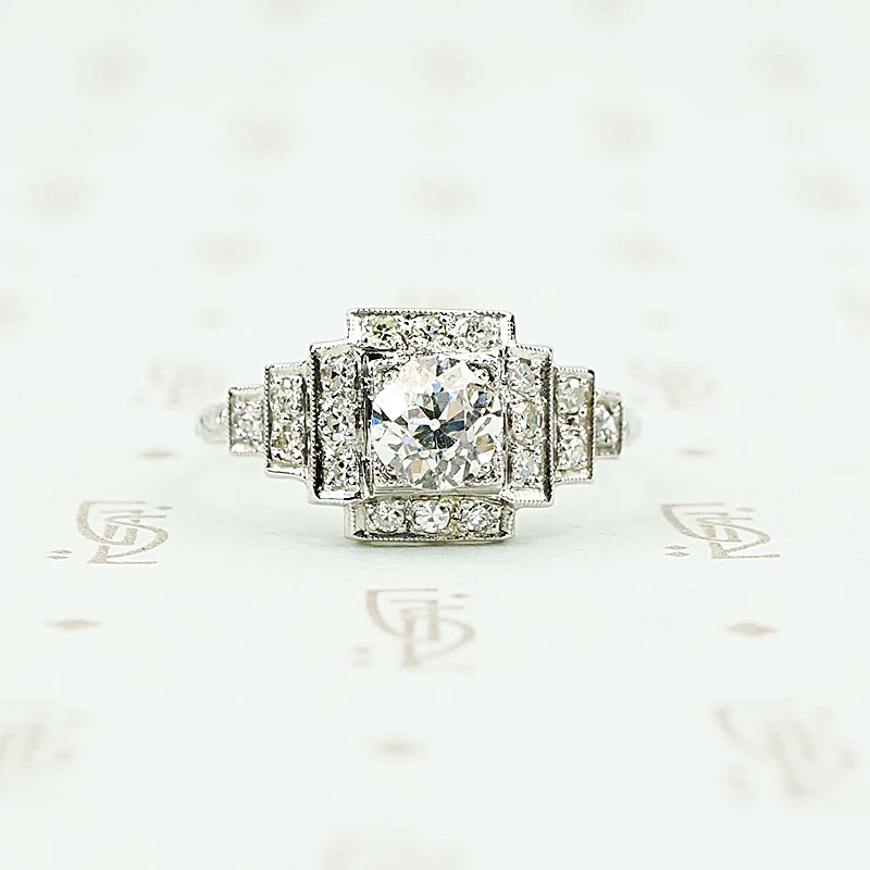 platinum deco engagement ring