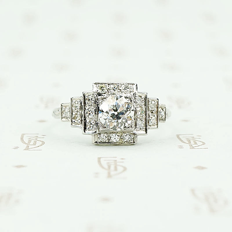 platinum deco engagement ring