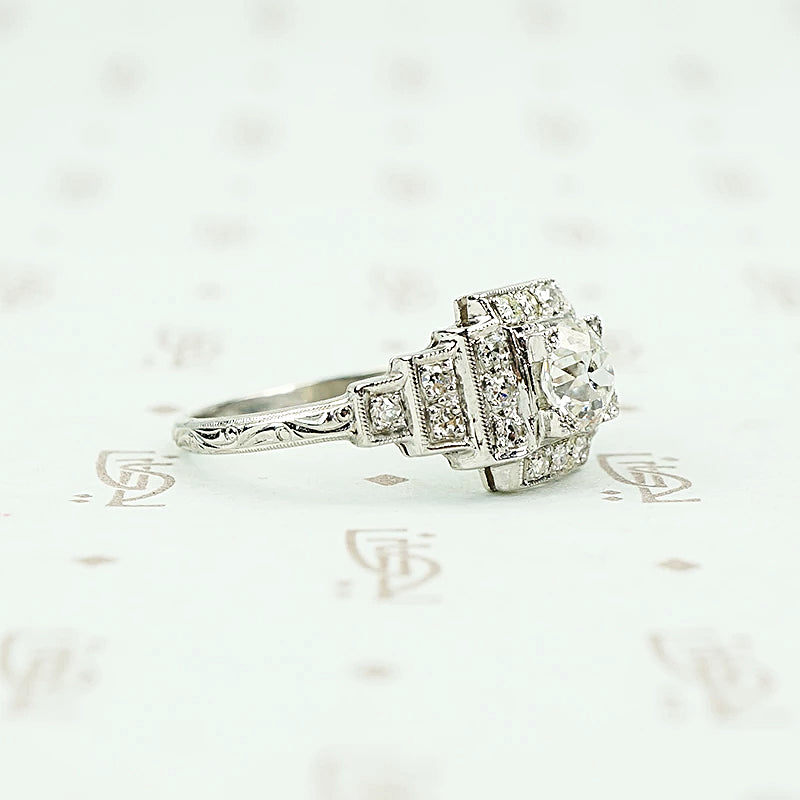 platinum deco engagement ring