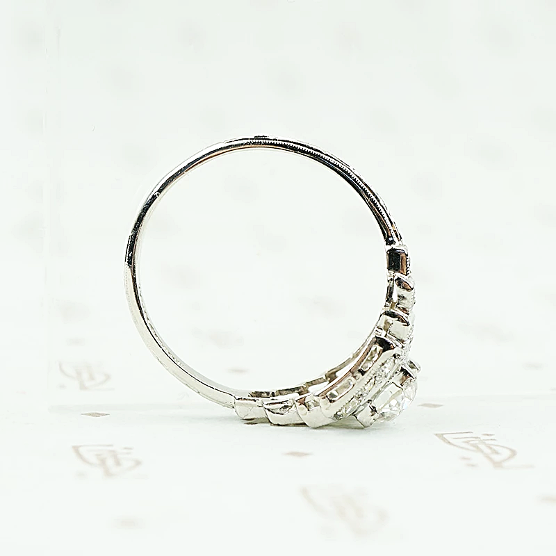 platinum deco engagement ring side