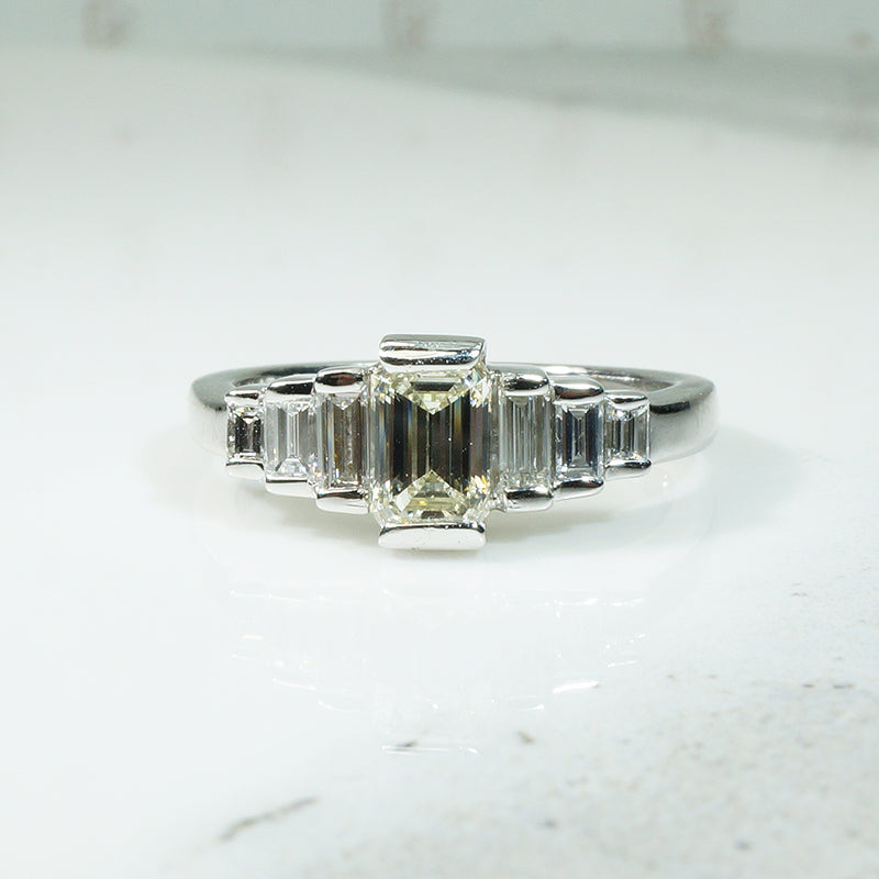 Emerald Cut and Baguette Diamond Ring