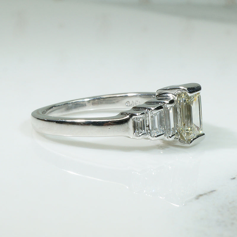 Emerald Cut and Baguette Diamond Ring