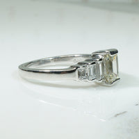 Emerald Cut and Baguette Diamond Ring