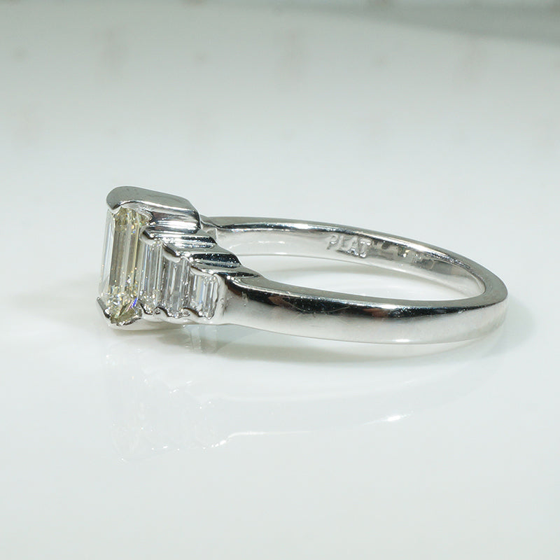 Emerald Cut and Baguette Diamond Ring