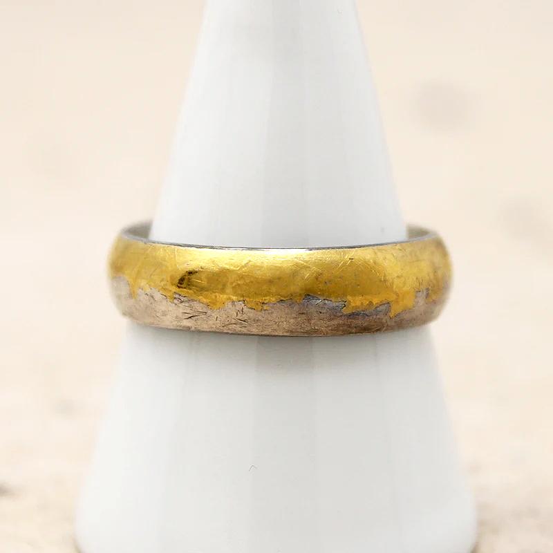 Handsome Silver & Gold Leaf Band by Acanthus