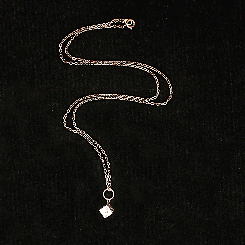 Tiny Six-Sided Die Pendant in Recycled Silver