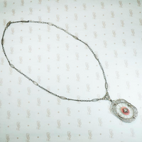 Romantic Silver Filigree Camphor Glass Necklace